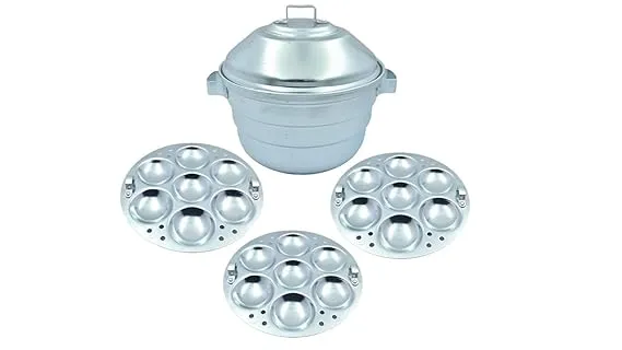 Aspen Indolium Idli Maker Cooker Pot (Big Size, 3 Plates 21 Idlies)